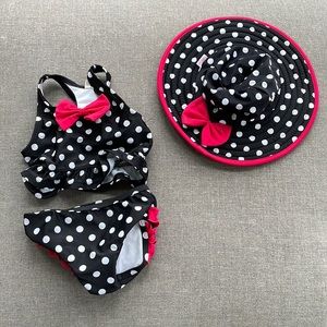 Ruffle butts bathing suite and hat set